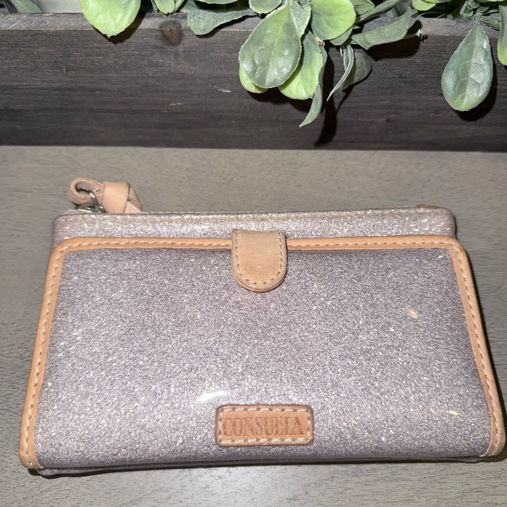 Consuela Shimmer Wallet with Tan Accents
